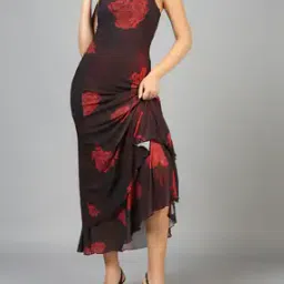 Shein Spaghetti Strap Floral Print Maxi A-Line Dress-image-94