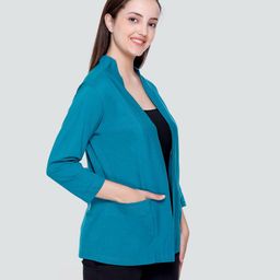 plush push the fashion Front-Open Shrug with Patch Pockets image 2