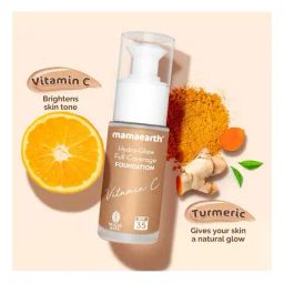 mamaearth Hydra-Glow Full Coverage Foundation With Vitamin-C and Turmeric - 06 Caramel Glow image 2