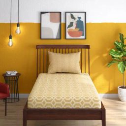 portico 144 TC Geometric Print Single Size Bedsheet with Pillow Cover image 2