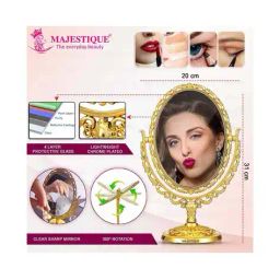 majestique Cosmetic Mirror 360 Rotation Dual-Sided Vintage Design Tabletop Mirror image 2