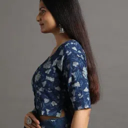 indie picks Natural Indigo Dyed Dabu Print Button-Front Top image 2
