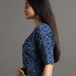 indie picks Natural Indigo Dyed Dabu Print Button-Front Top image 2