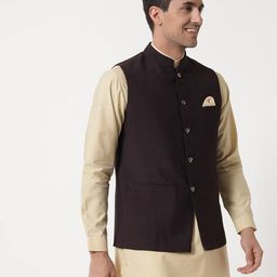 maxence Men Regular Fit Nehru Jacket with Welt Pockets image 2