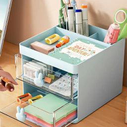 house of quirk 3 Compartments with 2 Drawer Desk Organizers image 3