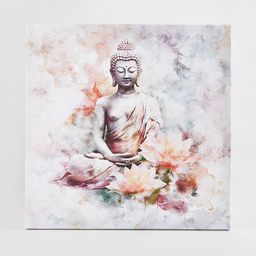 home centre Set of 3 Canvas Buddha and Lotus Picture Frames image 3
