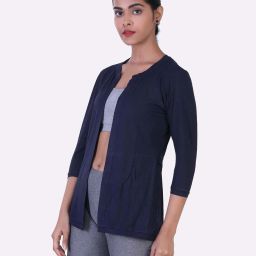 laasa Solid Open Front Shrug image 3
