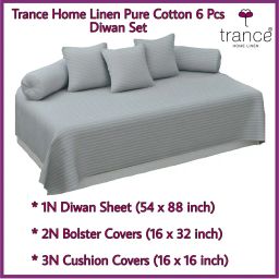 trance home linen Set of 6 Striped Diwan Set image 3