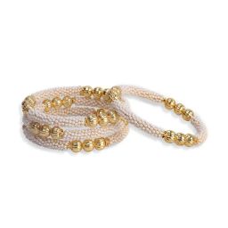 the pari Set of 4 Gold-Plated Bangles with Pearls image 3