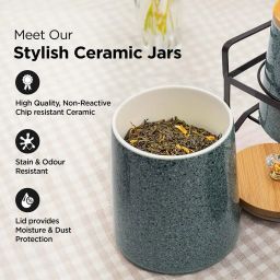 umai Set of 3 Ceramic Jars with Iron Stand image 3