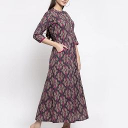 indibelle Block Print A-line Kurta with Insert Pockets image 3