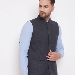 even Chevron Pattern Nehru jacket image 3