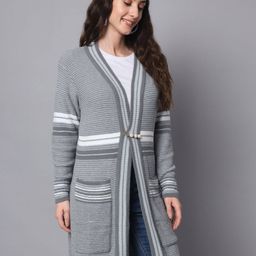 broowl Striped Front-Open Shrug image 3