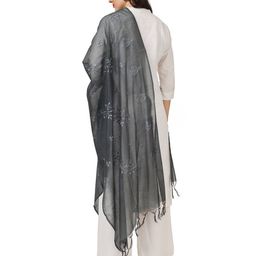 a r silk dupatta hub Embroidered Dupatta with Tassels image 3