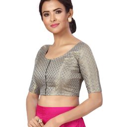 studio shringaar Front-Open Blouse with Woven Motifs image 3