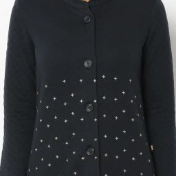 avaasa mix n' match Printed Button-Down Shrug with Band Collar image 3