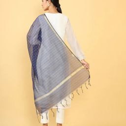 soch Checked Dupatta with Tassels image 3