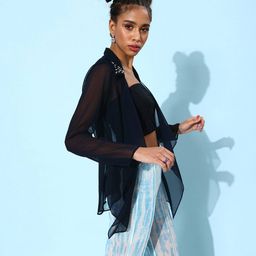 quiero Open-Front Waterfall Shrug with Embellished Collar image 3