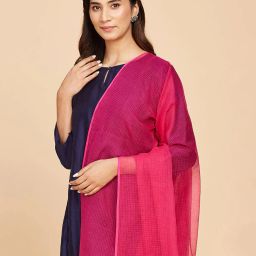 fabindia Checked Dupatta with Interlock Hem image 3