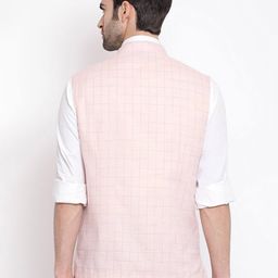 vastramay Checked Nehru jacket with Welt Pocket image 3