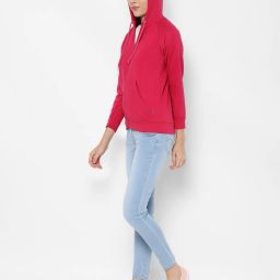 allen solly Zip-Front Hoodie with Split-Kangaroo Pocket image 3