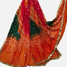 molcha by babita singh Bandhani Print Dupatta with Lace Border image 3