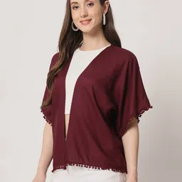 trend arrest Front-Open Shrug with Pom-Poms image 3