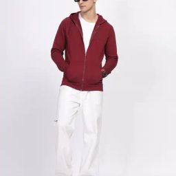 picpok Men Regular Fit Zip-Front Hoodie with Kangaroo Pockets image 3