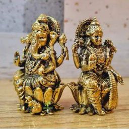 aakrati Set of 2 Brass Laxmi Ganesha Idol image 3