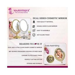 majestique Cosmetic Mirror 360 Rotation Dual-Sided Vintage Design Tabletop Mirror image 3