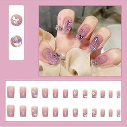 pink truck Set of 24 Artificial Reusable Nails image 3