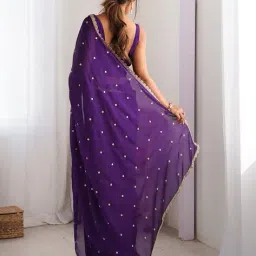 saree mall Embroidered Design Sequins Pure Georgette Embroidered Saree image 3