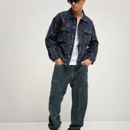 the bear house Men Printed Regular Fit Denim Jacket with Flap Pockets image 4