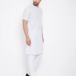 even Textured Long Kurta with Patch Pocket image 4