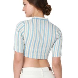 salwar studio Stripes Print Front Open Blouse image 4