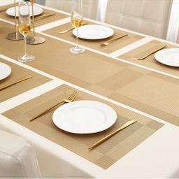 hokipo Set of 6 Geometric Woven Table Placemats with Table Runner image 4