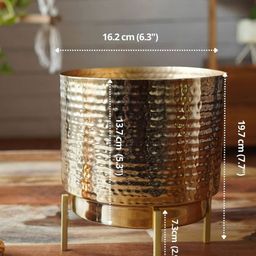 behoma Hammered Metallic Table Planter with Stand image 4