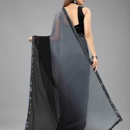 dwini Georgette Saree With Sequence Lace Border image 4