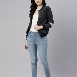 campus sutra Textured Zip-Front Jacket with Side Pockets image 4