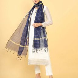 soch Checked Dupatta with Tassels image 4
