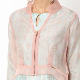 ira soleil Zip-Front Sheer Shrug with Stand Collar image 4