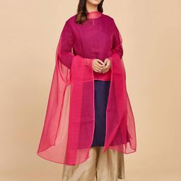 fabindia Checked Dupatta with Interlock Hem image 4