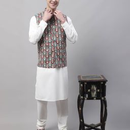 jompers Ikat Print Nehru Jacket with Slip Pockets image 4
