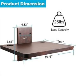 carpentray Floating Projector Wall Mount DVD Shelf Wooden Floating Entertainment Center Supports 24lbs,Perfect for Projector,DVD Player,Game, Cable Box, Floating Shelf for Under TV (Single Shelf) image 3