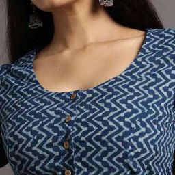 indie picks Natural Indigo Dyed Dabu Print Front-Open Blouse image 4