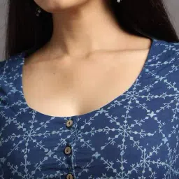 indie picks Natural Indigo Dyed Dabu Print Button-Front Top image 4