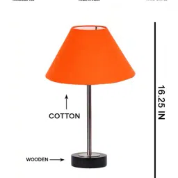 devansh  Cotton Table Lamp With Wooden Base image 4