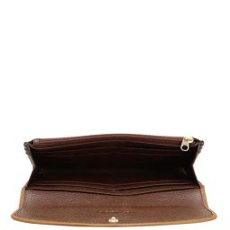 da milano Women Snake-Embossed Wallet with Snap Button Closure image 4