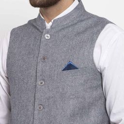 neudis Textured Sleeveless Nehru Jacket with Square Pocket image 5