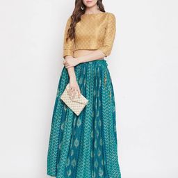 clora creation Geometric Print Flared Skirt image 5